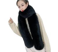 PengGengA Faux Fur Scarf for Women Long Neck Warmer Solid Color Shawl Soft Wrap Cape (Black, One Size)
