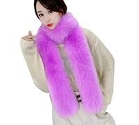 PengGengA Faux Fur Scarf for Women Long Neck Warmer Solid Color Shawl Soft Wrap Cape (Purple, One Size)