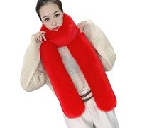 PengGengA Faux Fur Scarf for Women Long Neck Warmer Solid Color Shawl Soft Wrap Cape (Red, One Size)