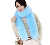 PengGengA Faux Fur Scarf for Women Long Neck Warmer Solid Color Shawl Soft Wrap Cape (Sky Blue, One Size)