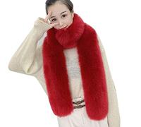 PengGengA Faux Fur Scarf for Women Long Neck Warmer Solid Color Shawl Soft Wrap Cape (Wine Red, One Size)
