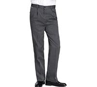 PengGengA Men's Chef Trousers with Semi Elastic Waist, Casual Striped Chef Pants Catering Work Uniform (Zebra, L)