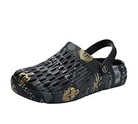 PengGengA Men's Clogs Beach Sandals Non-Slip Wear-Resistant Camo Flip Flops Breathable Walking Garden Shoes - Black, CN 40 (EU 39)