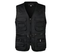 PengGengA Mens Fishing Gilet Waistcoat Safari Multi Pocket Dog Training Vest Hunting Hiking Vest Sleeveless Jacket Outdoor Photography Gilet - Black, 5XL