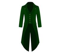 PengGengA Men's Steampunk Buckle Vintage Tailcoat Jacket Gothic Victorian Frock Coat Uniform Costume Green XL