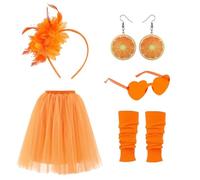 PengGengA Orange Aperol Spritz Costume Accessories Set for Summer 70s 80s 90s Fancy Dress Carnival Themed Party Cocktail