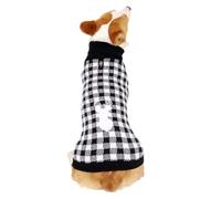 PengGengA Warm Dog Jumpers Pet Clothes Cat Christmas Knitted Pullover Jacquard Sweater Cozy Winter Pets Outfit - Black White Plaid, XXL