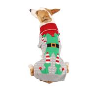 PengGengA Warm Dog Jumpers Pet Clothes Cat Christmas Knitted Pullover Jacquard Sweater Cozy Winter Pets Outfit - Elf Clown, S