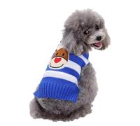 PengGengA Warm Dog Jumpers Pet Clothes Cat Christmas Knitted Pullover Jacquard Sweater Cozy Winter Pets Outfit - Blue White Reindeer, XS