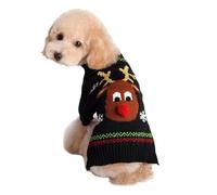 PengGengA Warm Dog Jumpers Pet Clothes Cat Christmas Knitted Pullover Jacquard Sweater Cozy Winter Pets Outfit - Black Deer, XXL