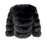 PengGengA Women Faux Fur Coat Thick Warm Fluffy Artificial Fur Jacket Winter Fur Coats Outerwear - Black, 3XL