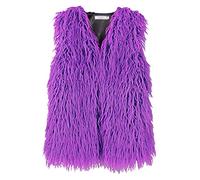 PengGengA Women's Faux Fur Gilet Solid Color Artificial Wool Vest Sleeveless Warmer Jacket with Hook Fasteners (Purple, XXL)