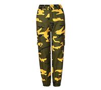 PengGengA Women's Plus Size Camouflage Jeans Trousers Ladies Casual Loose Cargo Trousers Yellow XL