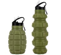 PenghaiYunfei Collapsible Sports Travel Water Bottle19.6 oz, Reuseable BPA Free Silicone Foldable Water Bottles for Gym Camping Hiking, Portable Leak Proof Water Bottle with Carabiner (Army Green)