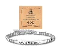 PENGION God Is In Control Beaded Inspire Bracelet For Women, Adjustable Natural Turquoise Obsidian Metal Bracelets Stainless Steel Band Inspirational Gifts Jewelry, Adjustable, Copper, no gemstone