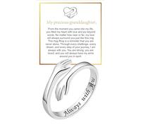 PENGION Granddaughter Hug Ring For Hope Rings, Stainless Steel Motivation Hugging Hands Open Engraved Always With You Message Adjustable Non Tarnish Jewelry Birthday Gift Card, Copper, No Gemstone
