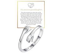 PENGION Granddaughter Hug Ring For Hope Rings, Stainless Steel Motivation Hugging Hands Open Engraved Always With You Message Adjustable Non Tarnish Jewelry Birthday Gift Card, Copper, No Gemstone