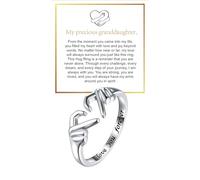 PENGION Granddaughter Hug Ring For Hope Rings, Stainless Steel Motivation Hugging Hands Open Engraved Always With You Message Adjustable Non Tarnish Jewelry Birthday Gift Card, Copper, No Gemstone