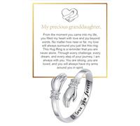 PENGION Granddaughter Hug Ring For Hope Rings, Stainless Steel Motivation Hugging Hands Open Engraved Always With You Message Adjustable Non Tarnish Jewelry Birthday Gift Card, Copper, No Gemstone