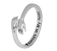 PENGION Granddaughter Hug Ring For Hope Rings, Stainless Steel Motivation Hugging Hands Open Engraved Always With You Message Adjustable Non Tarnish Jewelry Birthday Gift Card, Copper, No Gemstone