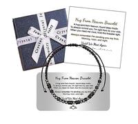 PENGION Hug from Heaven Morse Code Bracelet - Until We Meet Again, Black Hematite Beads for Men and Women, Adjustable, Obsidian, Hematite