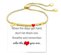 PENGION Remember Who The You Are Motivational Tube Bracelet For Women, Adjustable Hand Bradied Wrap Stainless Steel To My Daughter/Best Friend Inspirational Gifts Teen Girls Jewelr…, Adjustable