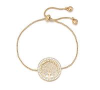 PengJin Fashion Women Bangle Bracelet Celtic Tree of Life Bracelet for Girls Gold Plated Adjustable Cuff Bracelet with CZ Crystal (Gold plated)