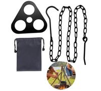 PengLAI Portable Campfire Cooking Tripod Set with Stainless Steel Chain, Adjustable Height, Outdoor Cooking & Wild Camping Essentials for BBQ, Bushcraft Equipment & Camp Stove Accessories