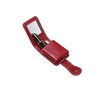 PengLAI Premium PU Leather Lipstick Case & Makeup Organiser with Mirror - Slim Vanity Case Holds 3 Lipsticks, Cosmetic Storage for Travel, Gift