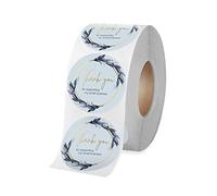 PengLAI Thank You Stickers,Business Thank You Labels Personalised Stickers 1.5 inch Round Blue Flower Bunch Design Stickers for Supporting My Small Business Envelope Greeting Cards (500 Pcs)