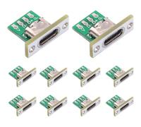 PENGLIN 10PCS USB C Solder Connector with White PCB Board,USB TYPE C Port Replacement Female Socket Breakout Board Adapter