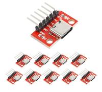 PENGLIN 10PCS USB Type-C Female Breakout Board Adapter with PCB Test Board and Bent Pins, USB3.1 Type C 6 Pins Socket Converter Board Connector