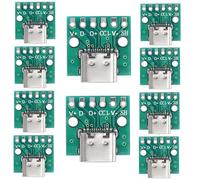 PENGLIN 10PCS USB Type C Female to DIP Connector with Test PCB Board,USB 3.1 Type C Socket to 6 Pins DIP Adapter Converter for DIY