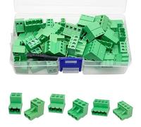 PENGLIN 24Pcs 5.08mm Screw Terminal Block Connector Kit, 0.2" Pitch 2P 3P 4P PCB Mount Pluggable Terminal