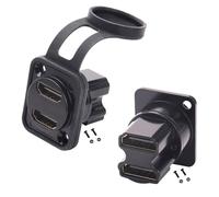 PENGLIN 2PCS Dual HDMI 2.0 Connector, HDMI D-Type Panel Mount Adapter | Dual HDMI Female Pass-through Connector,4K@60Hz Resolution,Save Installation Space,Stable & Reliable Connection