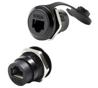 PENGLIN 2PCS Shield RJ45 CAT6A 8P8C Panel Mount Adapter, Ethernet LAN Cable RJ45 CAT6A Bulkhead Extension Interface Female to Female Socket Connector