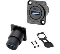 PENGLIN 2PCS USB 3.0 Waterproof Socket, D-Type USB Panel Mount Solderless Connector Female to Female Pass Through Signal Coupler, High Speed Data Extension Interface Adapter