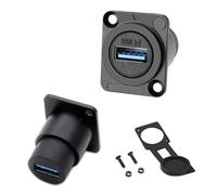 PENGLIN 2PCS USB 3.0 Waterproof Socket, D-Type USB Panel Mount Solderless Connector Female to Female Feed Thru Signal Coupler, High Speed Data Extension Interface Adapter
