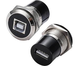 PENGLIN 2PCS USB B to USB A Panel Mount Converter Adapter, USB B Female to USB 2.0 Female Threaded Fixed Connector for Printer Scanner