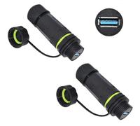PENGLIN 2PCS USB3.0 Waterproof Panel Mount Connector IP68 USB Cable Extension Adapter Female to Female Outdoor Coupler