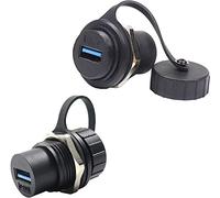 PENGLIN 2PCS Waterproof USB 3.0 Panel Mount Coupler, IP67 USB Pass Through Connector, Female to Female Bulkhead Extension Adapter
