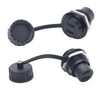 PENGLIN 2PCS Waterproof USB Dual Ports Type C Panel Mount Adapter, USB C Female to Female Pass Through Connector for Smartphones Laptops Tablets