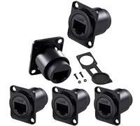 PENGLIN 5PCS D-Type RJ45 CAT6 Adapter, RJ45 CAT6 Panel Mount Female to Female Connector, Ethernet LAN Cable Through into Socket