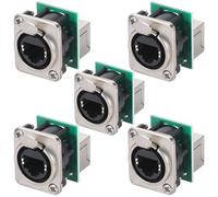 PENGLIN 5PCS Ethercon Rj45 Chassis Socket,D-NE8FDP RJ45 Feed/Pass Panel Mount Jack,D Series Cat5 RJ45 Vertical Panel-Mount Connector
