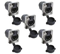 PENGLIN 5PCS Panel Mount RJ45 Waterproof Connector Cat5/5e/6 8P8C Connector Ethernet LAN Cable Adapter Female to Female with Waterproof/Dust Cap