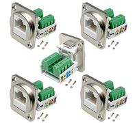 PENGLIN 5PCS RJ45 Panel Mount Screw Terminal Adapter, RJ45/8P8C Panel Mount Connector,D-Type RJ45 Female Solderless Terminal Cat5E Ethernet Extender