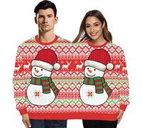 Pengniao Two Person Ugly Xmas Jumpers for Women Men Christmas Jumpers Funny Pullover Sweatshirt Couples Tacky Novelty 3D Reindeer Santa Christmas Jumper Long Sleeve Worst Unisex Rude Cool Plus Size