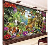 PengQian DIY 5D Animal World Diamond Painting, Crystal Rhinestone Embroidery Pictures, Large Diamond Art for The Home, Animal Diamond Painting Pictures for Home Wall Decor (70 x 40 cm)