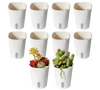 Pengrity 10PCS Self Watering Plant Pots Indoor, 7.5 cm Self Watering Pots with Drainage Holes Sauce, Visual Water Level Window, Self Watering Planters for Indoor Outdoor, White