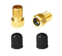 Pengshow 2 Pcs Presta Valve Adapter, Brass Bike Valve Adapter with Rubber Inner Ring, Bike Pump Adaptor with 2 Caps, Presta to Schrader Valve Adapter Portable, for Standard Pump or Air Compressor